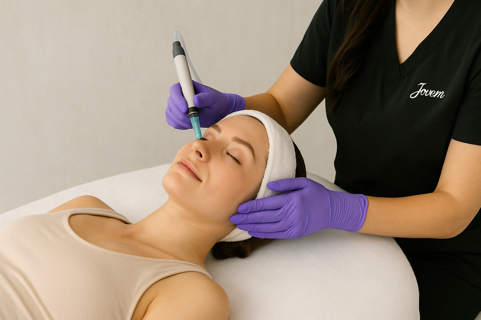 Clean, professional medical spa treatment room with neutral tones at Jovem Medspa in San Antonio